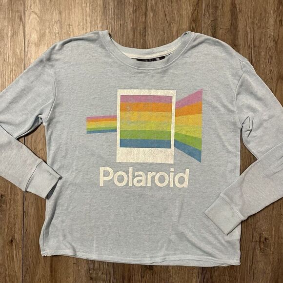 Polaroid Retro Shirt Womens S Cropped Long Sleeve Camera Photography Colorful - Picture 7 of 7